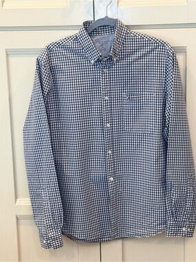 Tommy Hilfiger Men’s Blue & White Gingham Check Button-Down Shirt Size M